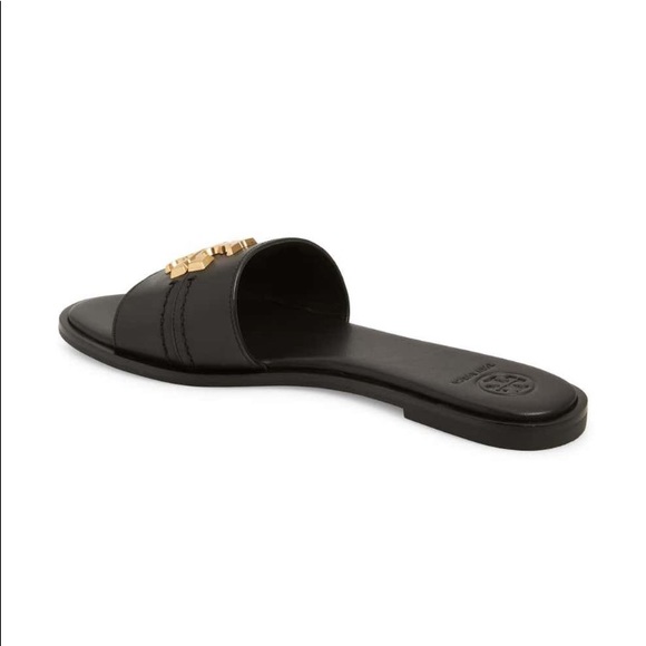 NIB Tory Burch Everly Slide Flat Sandals Black - Picture 5 of 11